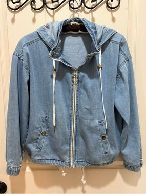Highway Jeans Chambray Denim Jacket with Hood and Pockets